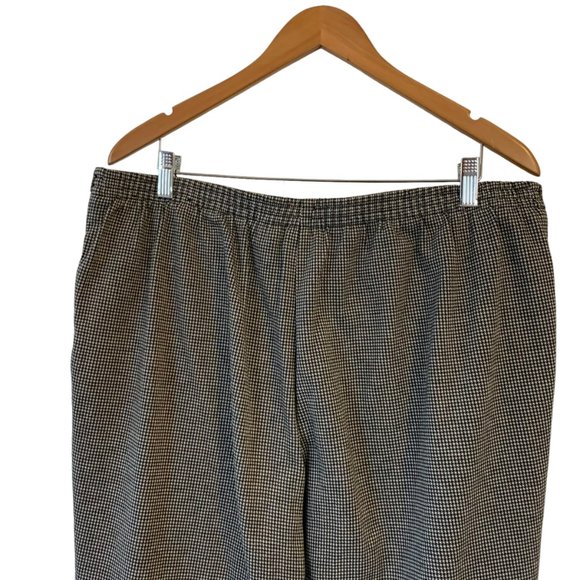 Alfred Dunner Ladies Slacks Pullon Elastic Waist Black White Checked Pattern 18 - Picture 3 of 6